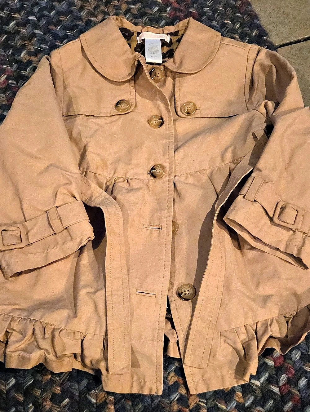 Janie and Jack Girls Animal Print Ruffle Raincoat Size 2T-3T Like New